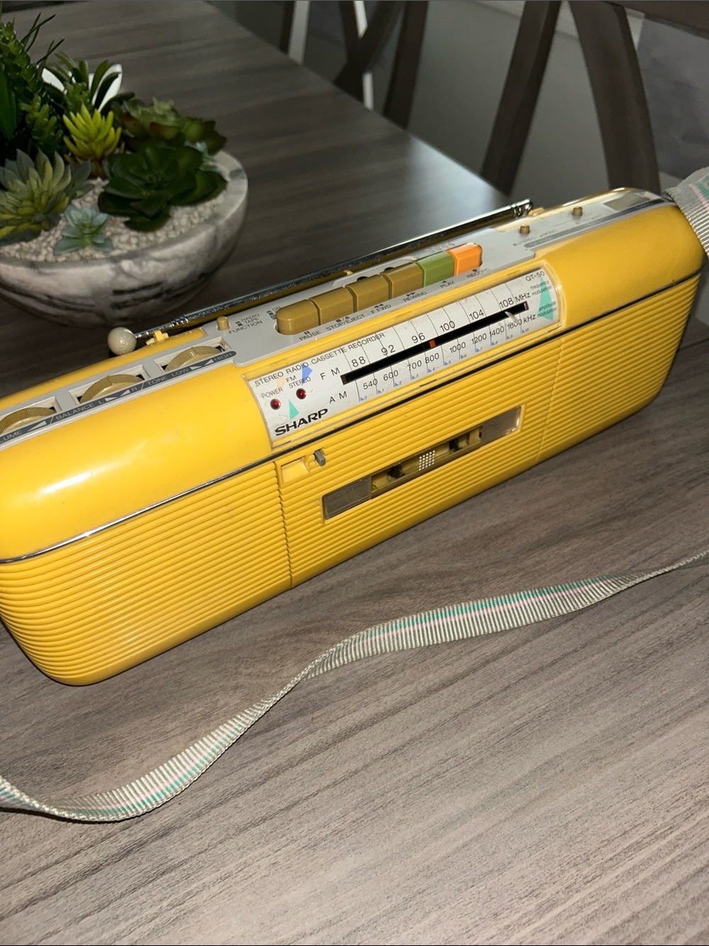 Vintage Sharp Q-50 (Y) Yellow Retro Portable AM/FM Radio Cassette Player
